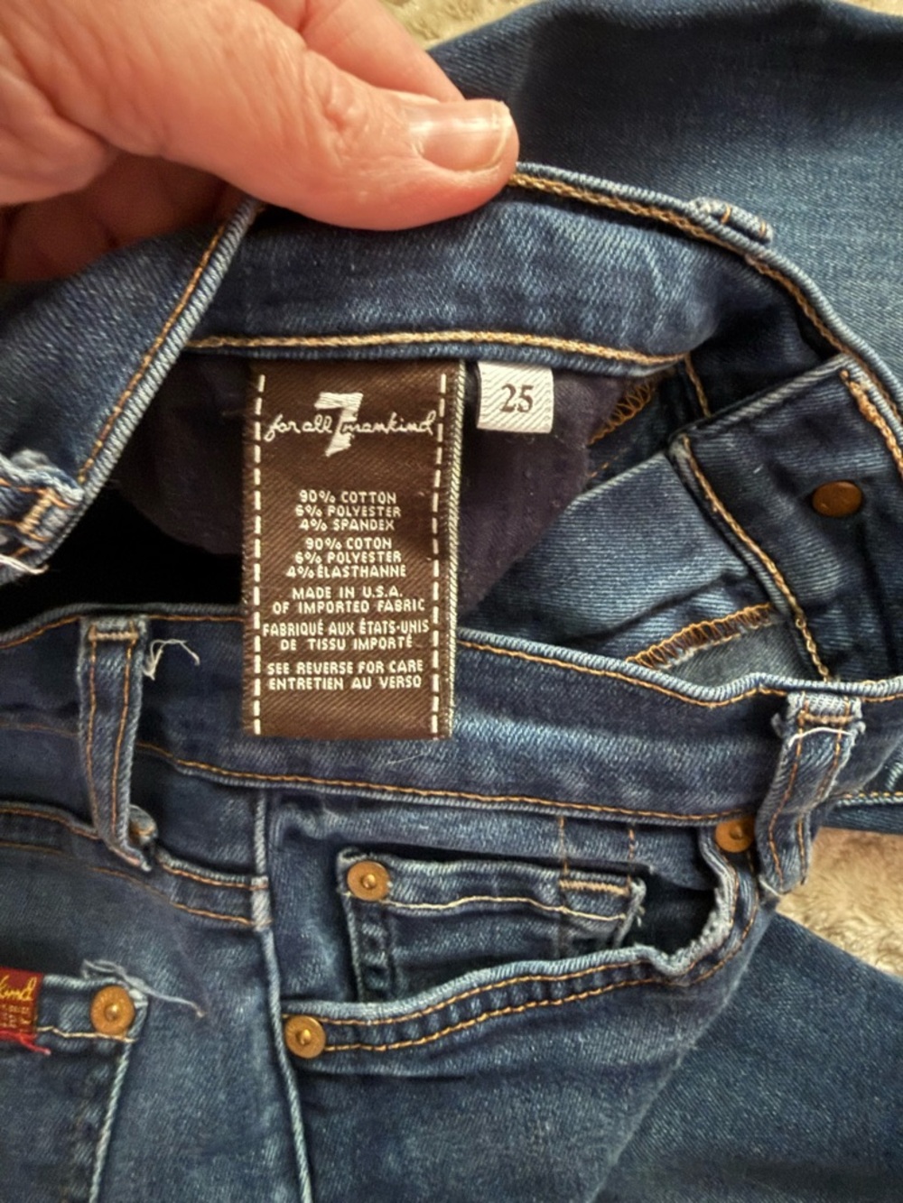 7 For All Mankind The Slim Cigarette Jeans Sz 25 - Picture 8 of 12